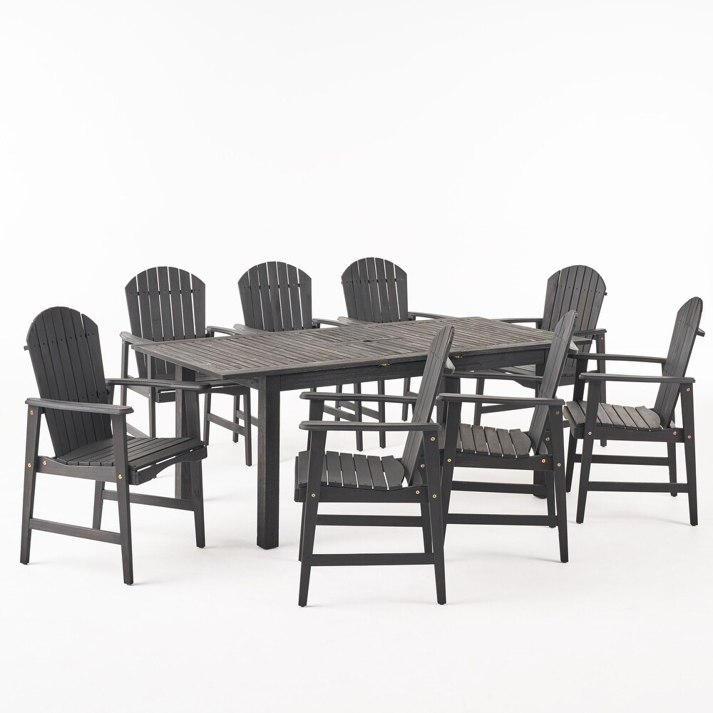 Mantero Outdoor 8 Seater Acacia Wood Adirondack Dining Set by Christopher Knight Home