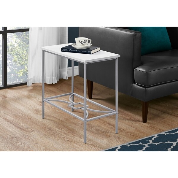 Accent Table， Side， End， Narrow， Small， 2 Tier， Living Room， Bedroom， Metal， Laminate， Contemporary， Modern