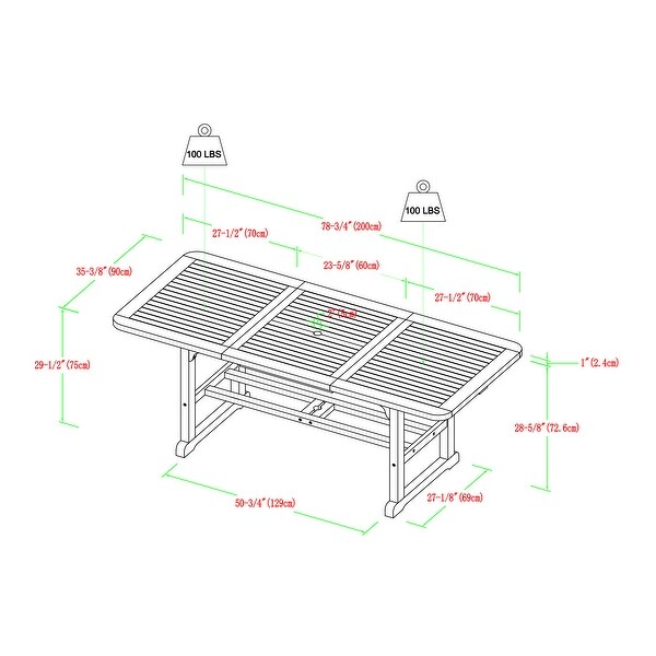 Modern SlatTop Solid Acacia Wood Butterfly Outoor Dining Table