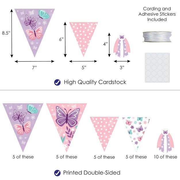 Big Dot Of Happiness Beautiful Butterfly Diy Floral Baby Shower Or Birthday Party Pennant Garland Decoration Triangle Banner 30 Pieces