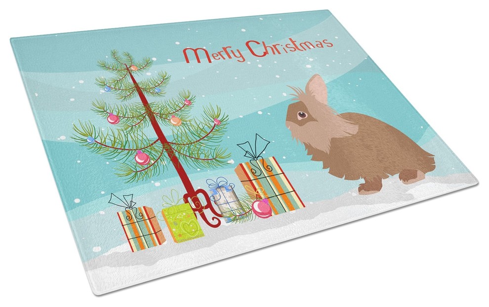 Lionhead Rabbit Christmas Glass Cutting Board Large   Farmhouse   Cutting Boards   by the store  Houzz