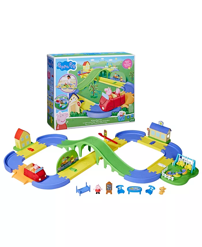 Peppa Pig All Around Peppas Town Set with Adjustable Track  Car