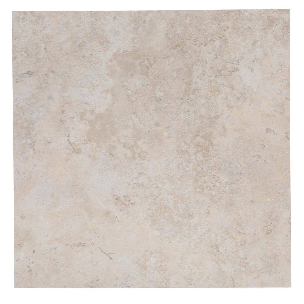 TrafficMaster Travertine Beige 4 MIL x 12 in. W x 12 in. L Peel and Stick Water Resistant Vinyl Tile Flooring (30 sqftcase) SS2380