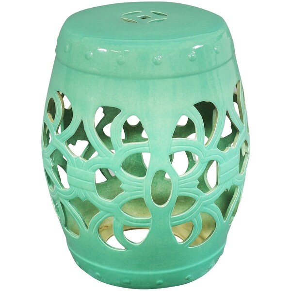 Sunnydaze Knotted Quatrefoil Decorative Ceramic Garden Stool