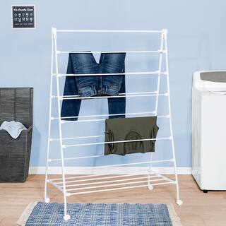 Honey-Can-Do 22 in. x 58 in. White Steel Portable Clothes Drying Rack with A-Frame Design DRY-08551