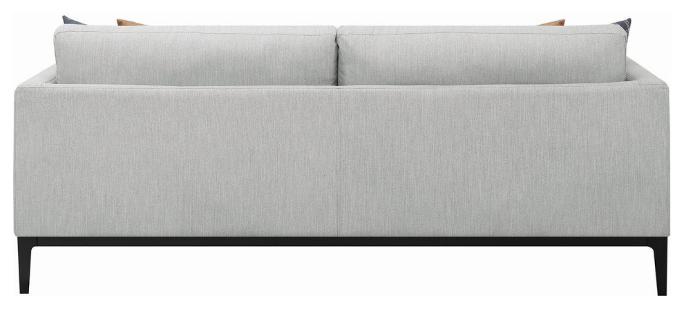 Modern Sofa  Black Feet  ampCushioned Light Grey Polyester Seat With Track Arms   Transitional   Sofas   by Decorn  Houzz