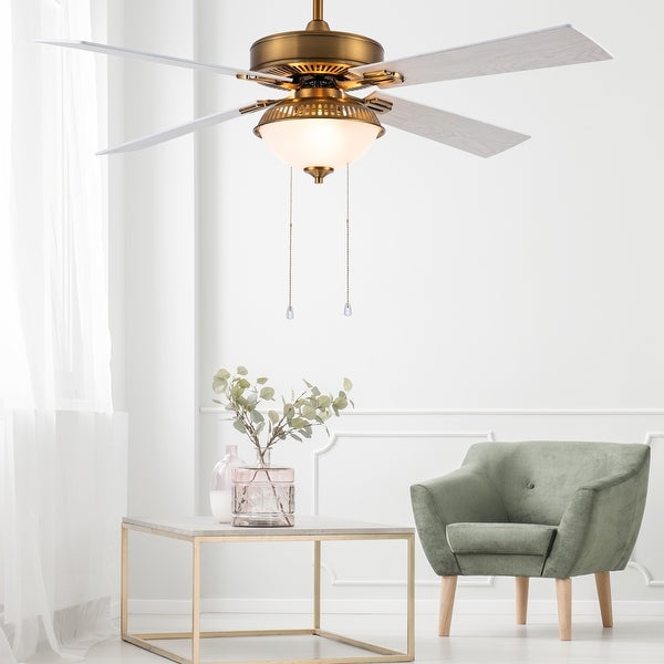 Leila River of Goods Brass and Glass 52-Inch Ceiling Fan with Light - 52