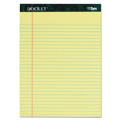 TOPS Docket Ruled Perforated Pads， Wide/Legal Rule， 8.5 x 11.75， Canary， 50 Sheets， 6/Pack (63406)