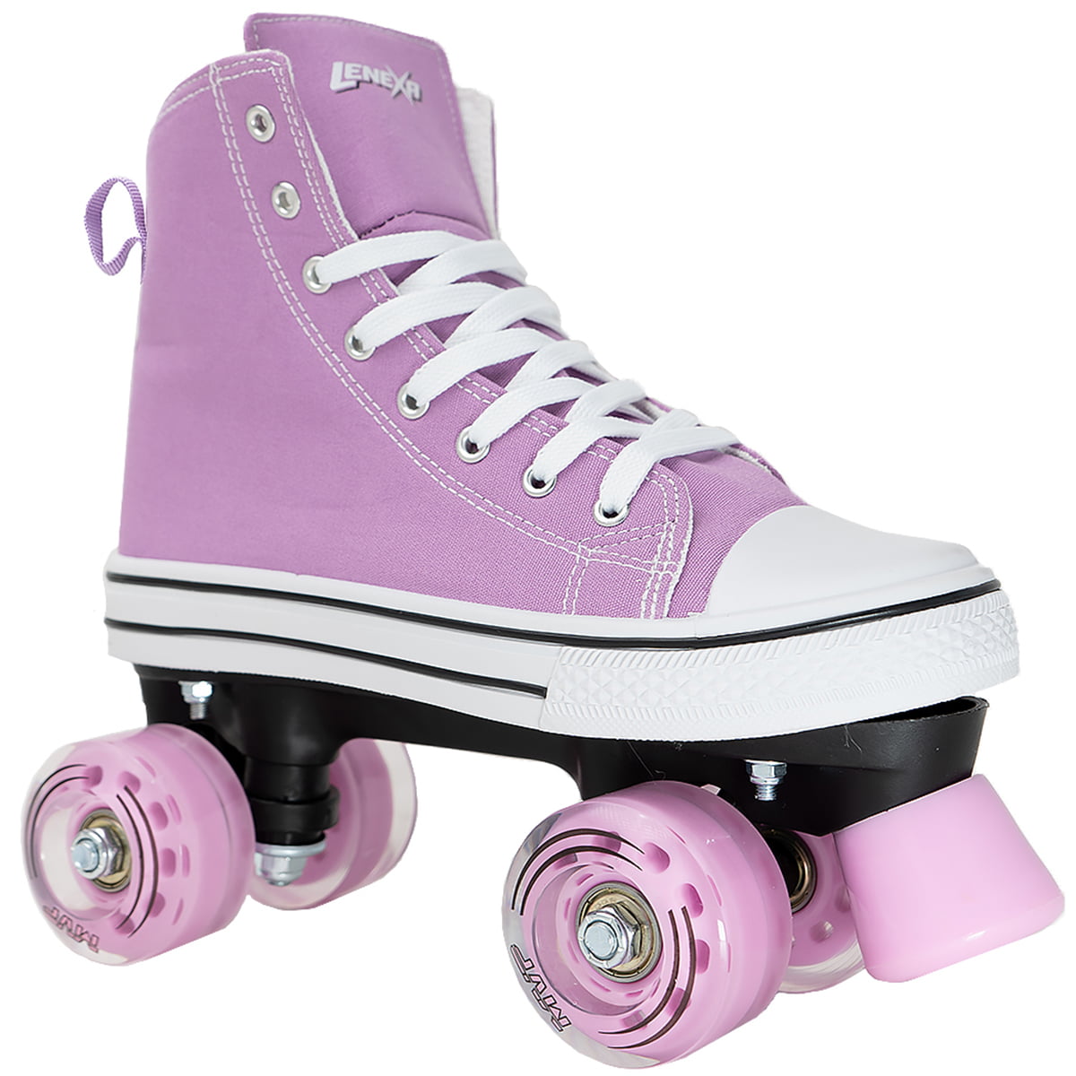 Lenexa MVP 2.0 Roller Skates for Kids and Adults, High-Top Sneaker Unisex Quad Roller Skate for Girls, Boys, Women and Men (Purple, Ladies 5 / Mens 4)