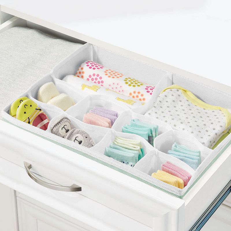 mDesign Fabric Nursery Divided Drawer Storage Bin - 2 Pack