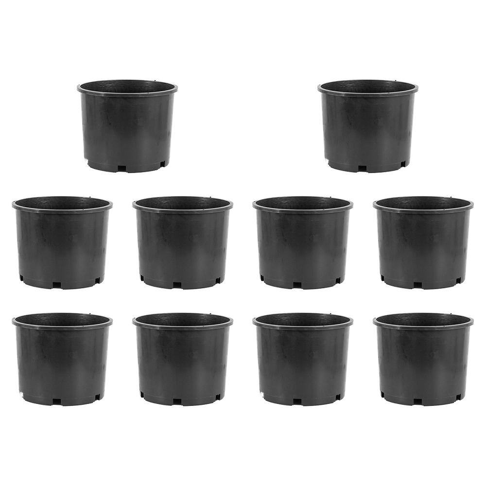 Hydrofarm 3 Gal. Premium Nursery Black Plastic Planter Garden Grow Pots 10-Pack HGPK3PHD