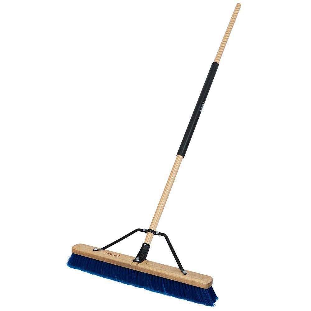 HARPER 24 in. All-Purpose HardwoodSteel Handle Push Broom for Dust and Gravel 20201044