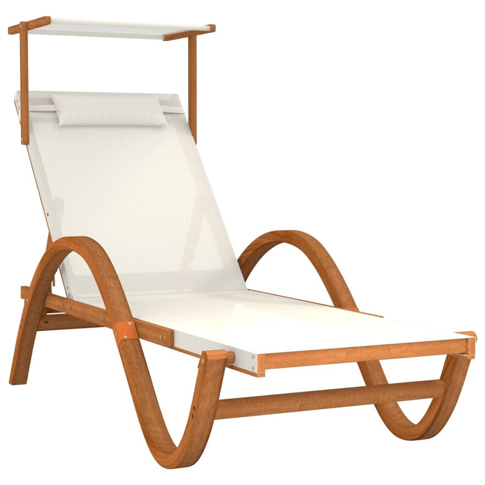 vidaXL Sun Lounger with Canopy Textilene and Solid Wood Poplar   (70.1\