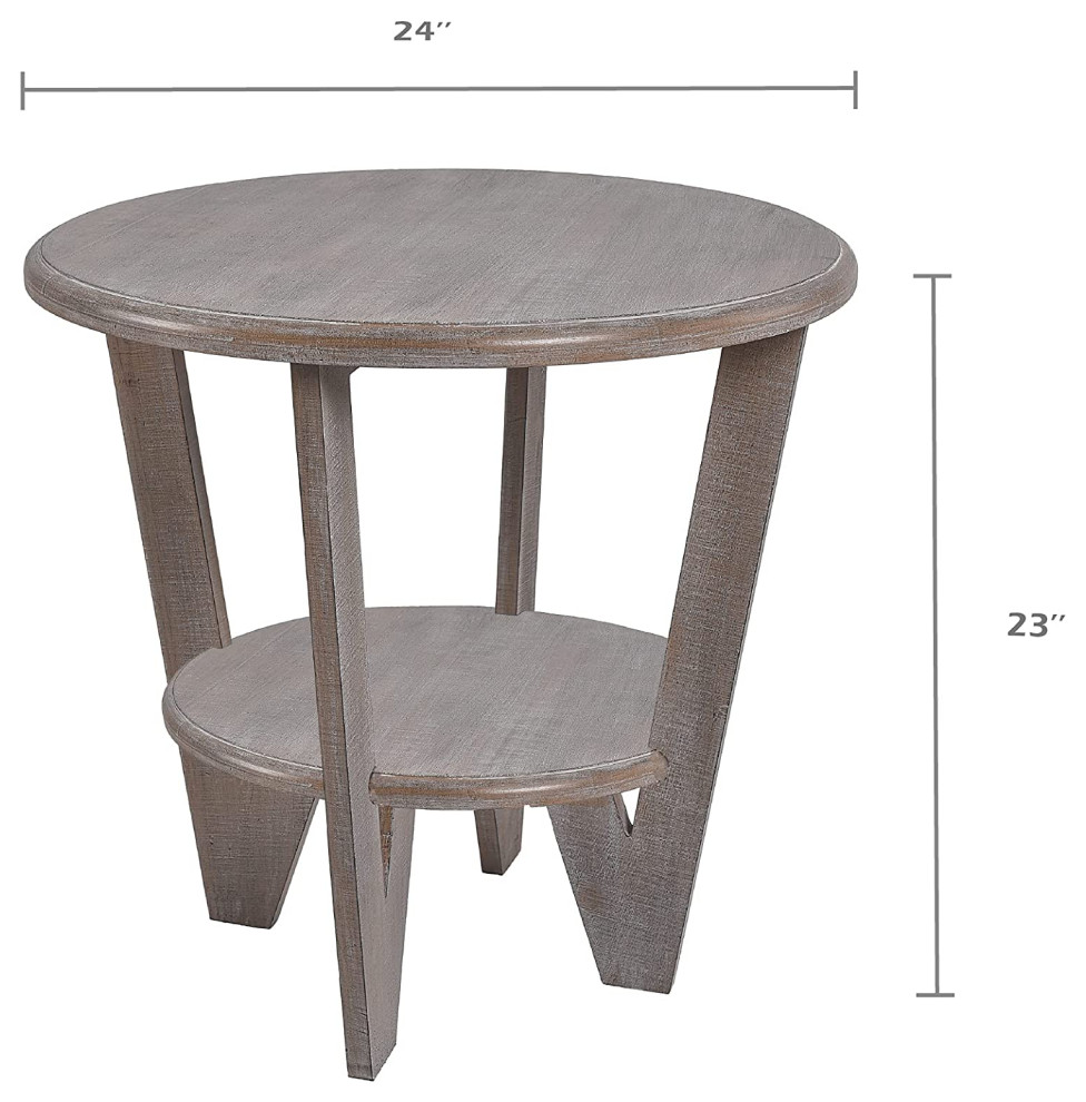 Round Farmhouse End Table with Storage Shelf   Contemporary   Side Tables And End Tables   by Imtinanz  LLC  Houzz