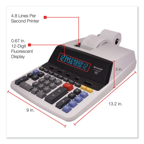 Sharp EL2630PIII Two-Color Printing Calculator， Black/Red Print， 4.8 Lines/Sec