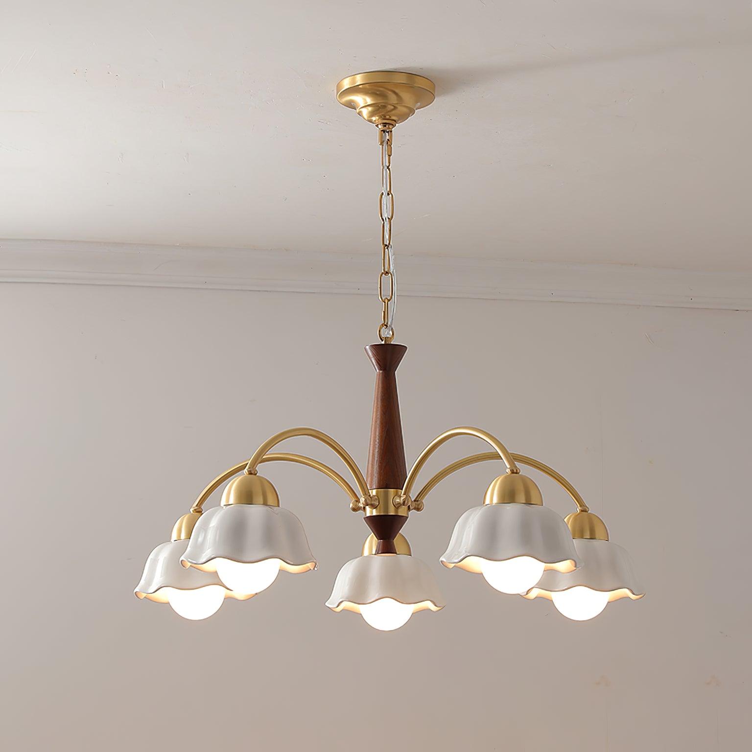 Swedish Modern Brass Chandelier