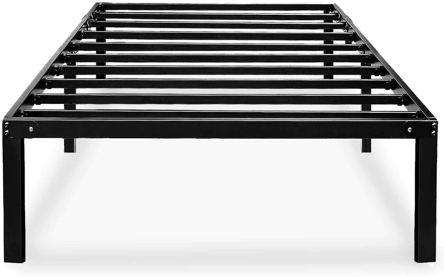 FOYUEE Twin Platform Bed Frame 14" Tall, No Box spring Needed with Storage for Kids Girls Boys, Black Metal