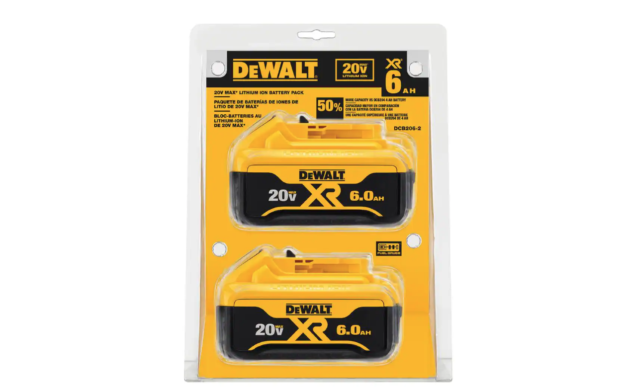 DEWALT DCB206-2 20-Volt MAX XR Premium Lithium-Ion 6.0Ah Battery Pack (2-Pack)