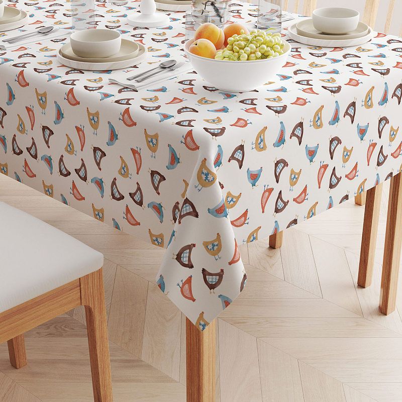 Square Tablecloth， 100% Cotton， 60x60， Country Chickens Design