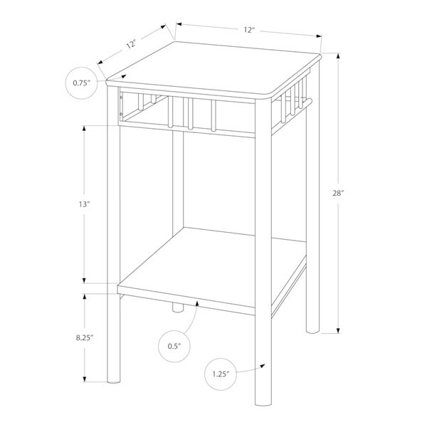 Accent Table， Side， End， Plant Stand， Square， Living Room， Bedroom， Metal， Laminate， Marble Look， Transitional