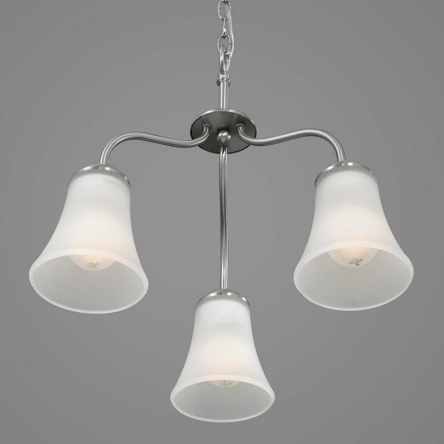 Progress Lighting Classic Collection 3 light Chandelier Brushed Nickel Etched Glass Shades