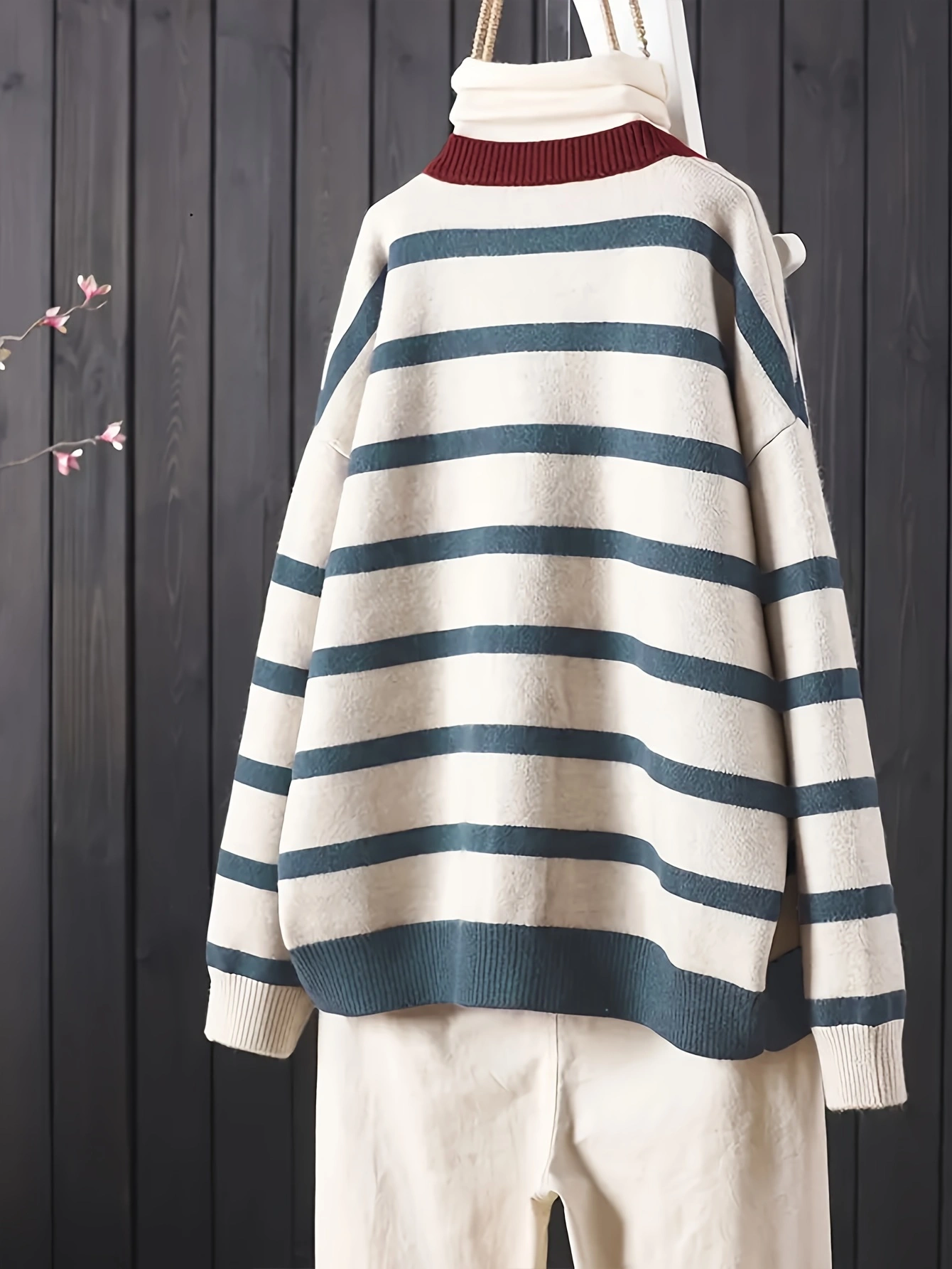 Chic Plus Size Striped Knit Cardigan for Women - Casual Open Front, Long Sleeve with Pockets, Perfect for Fall/Winter