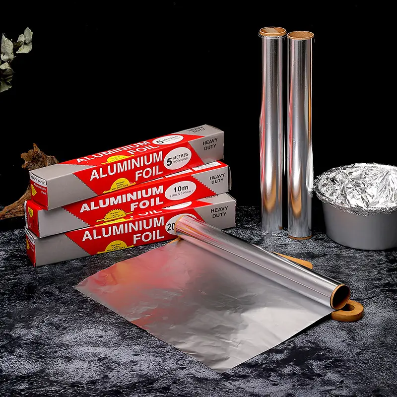 10/15 Microns Food Grade Aluminum Foil Household Catering Aluminum Foil Roll Lightweight Barbecue Baking Aluminum Foil Paper