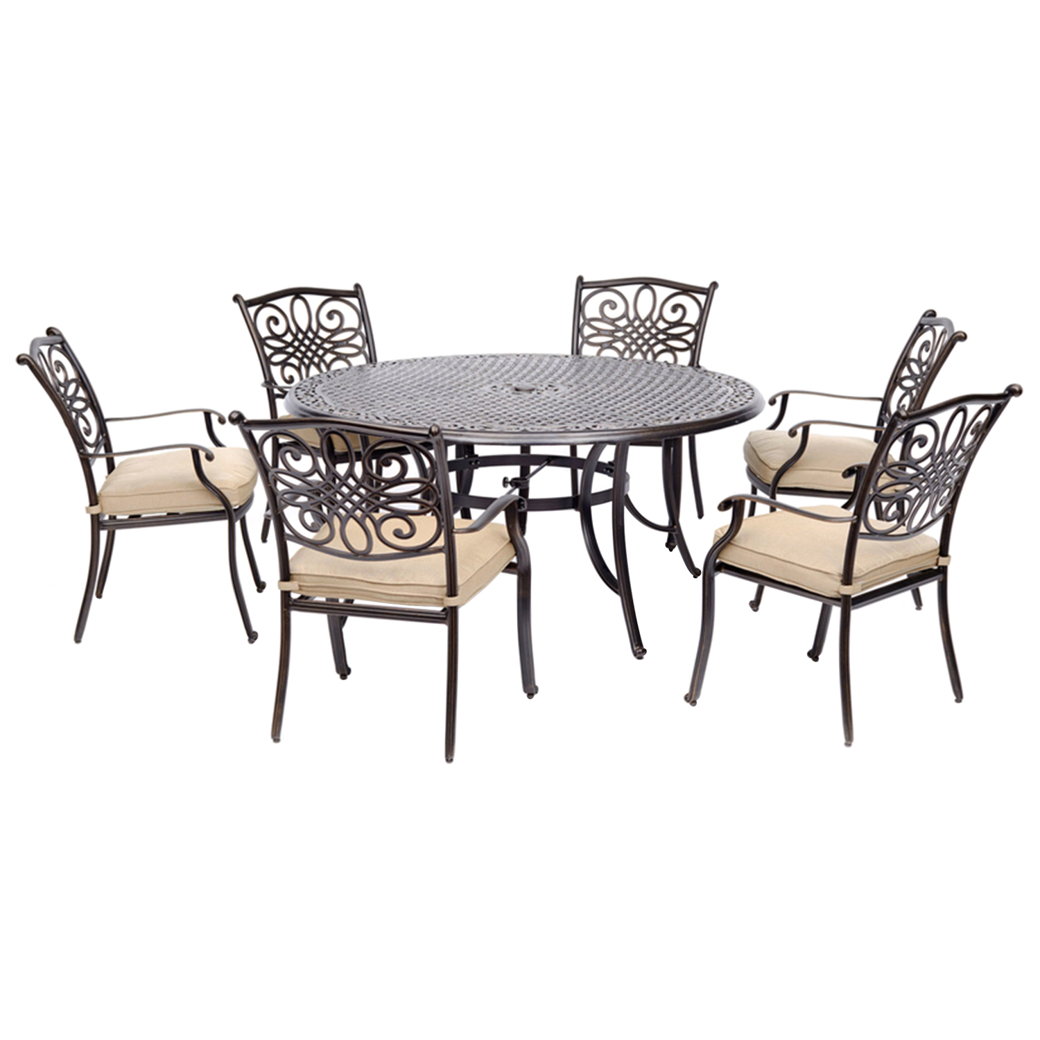 Hanover Traditions 7 pc Bronze Aluminum Traditional Dining Set Tan