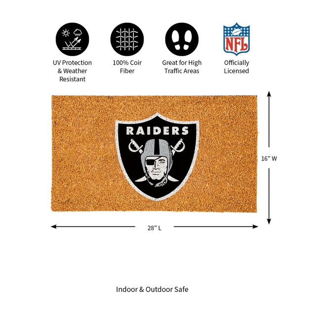 Evergreennfllas Vegas Raiders Logo Natural Coir 28 X 16 Inches Indoor Outdoor Doormat