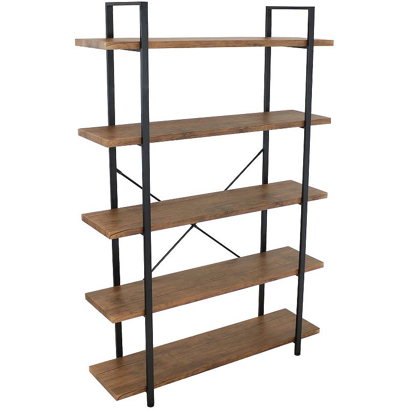 Sunnydaze 5-tier Bookshelf With Wood Veneer Shelves