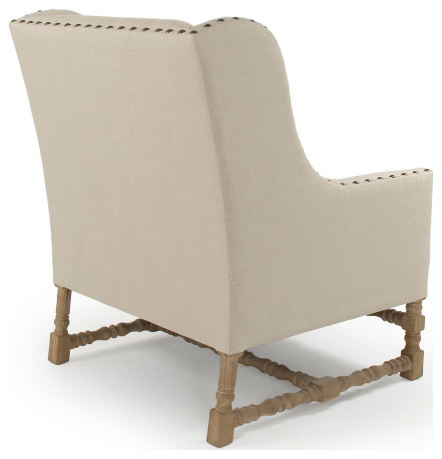 Francois Club Chair  Natural Linen   French Country   Armchairs And Accent Chairs   by Zentique  Inc.  Houzz