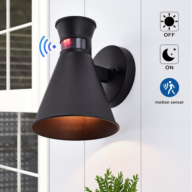 C Cattleya 1 light Black Motion Sensing Dusk To Dawn Incandescent Hardwired Outdoor Wall Sconce