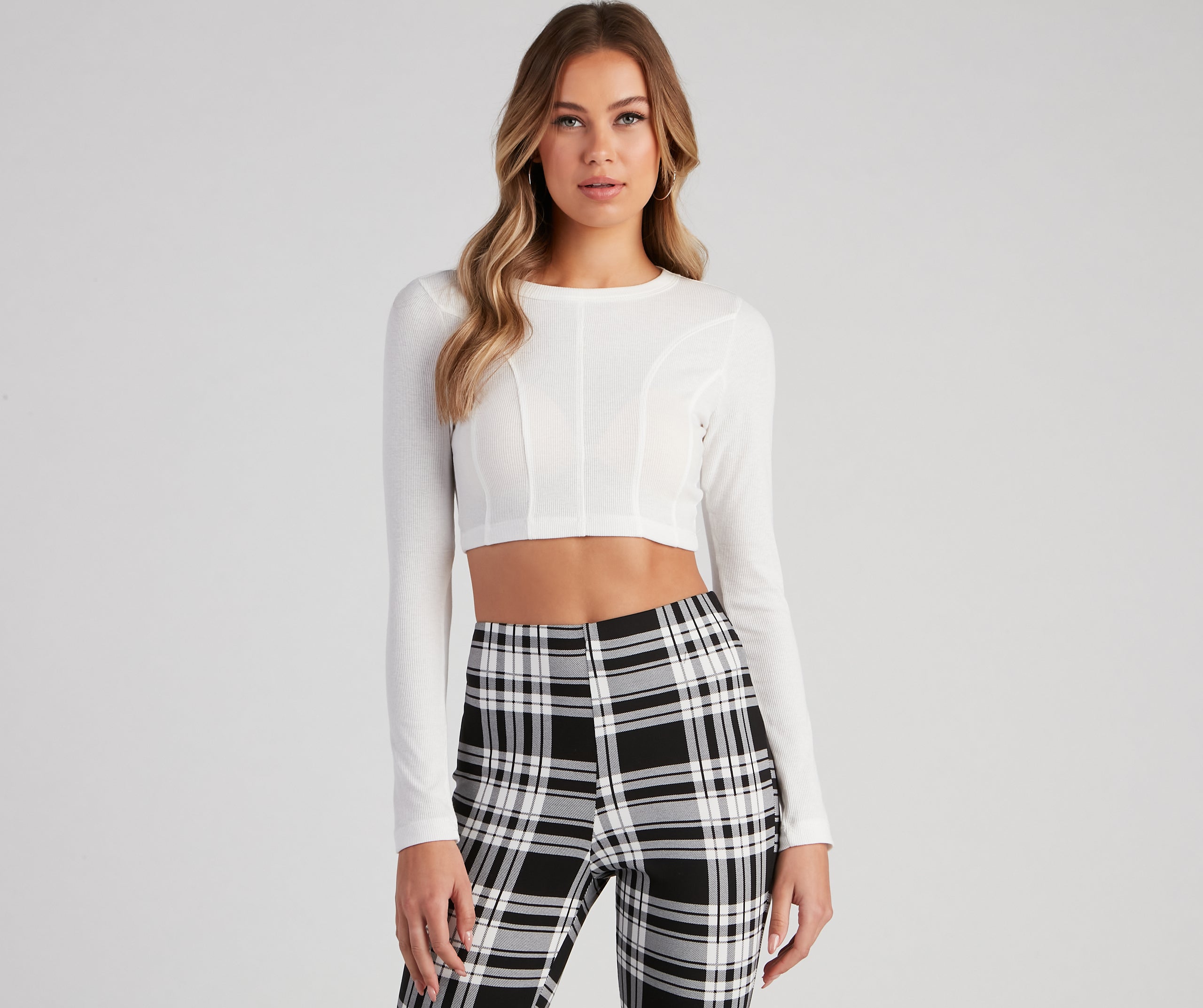 Trendy Basic Ribbed Knit Crop Top