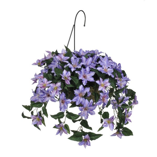 Faux Purple Clematis Hanging Basket