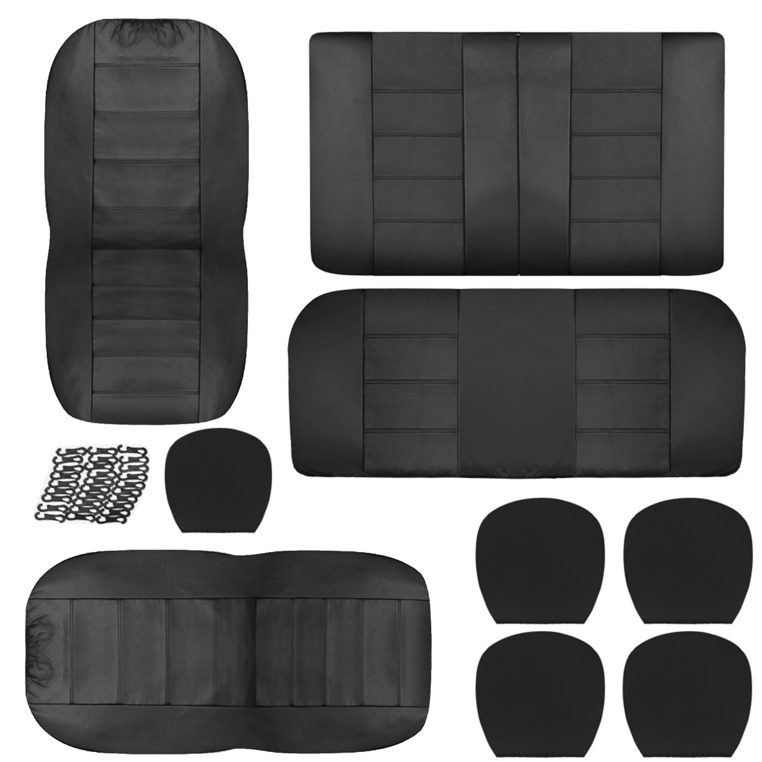 iMountek 9Pcs/set Complete PU Leather Car Seat Covers Protector Set Black For Car SUV Truck Universal