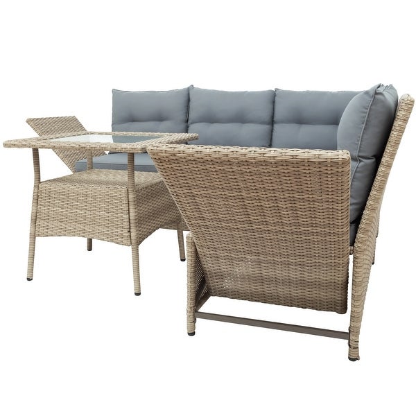 4-Piece Outdoor Patio Rattan Sofa Set with Adjustable Backs - Overstock - 37158853