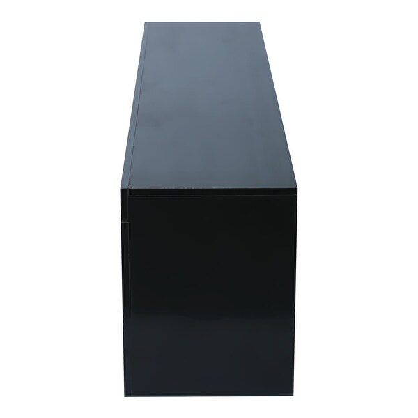 Black morden TV Stand with LED Lights，high glossy front TV Cabinet，can be assembled in Lounge Room， Living Room black