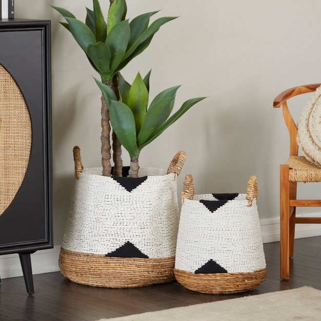 Set Of 2 Banana Leaf Storage Baskets White Olivia amp May