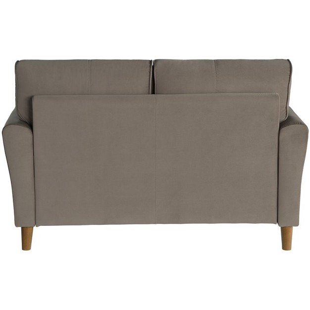 Dunleith Modern Contemporary Velvet Tufted Loveseat In Brown And Walnut Lexicon