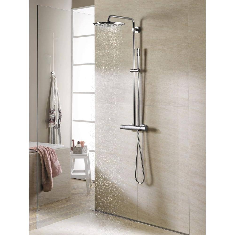 GROHE Sena 1-Spray 1.5 in. Single Wall Mount Handheld Shower Head in StarLight Chrome 28 341 000