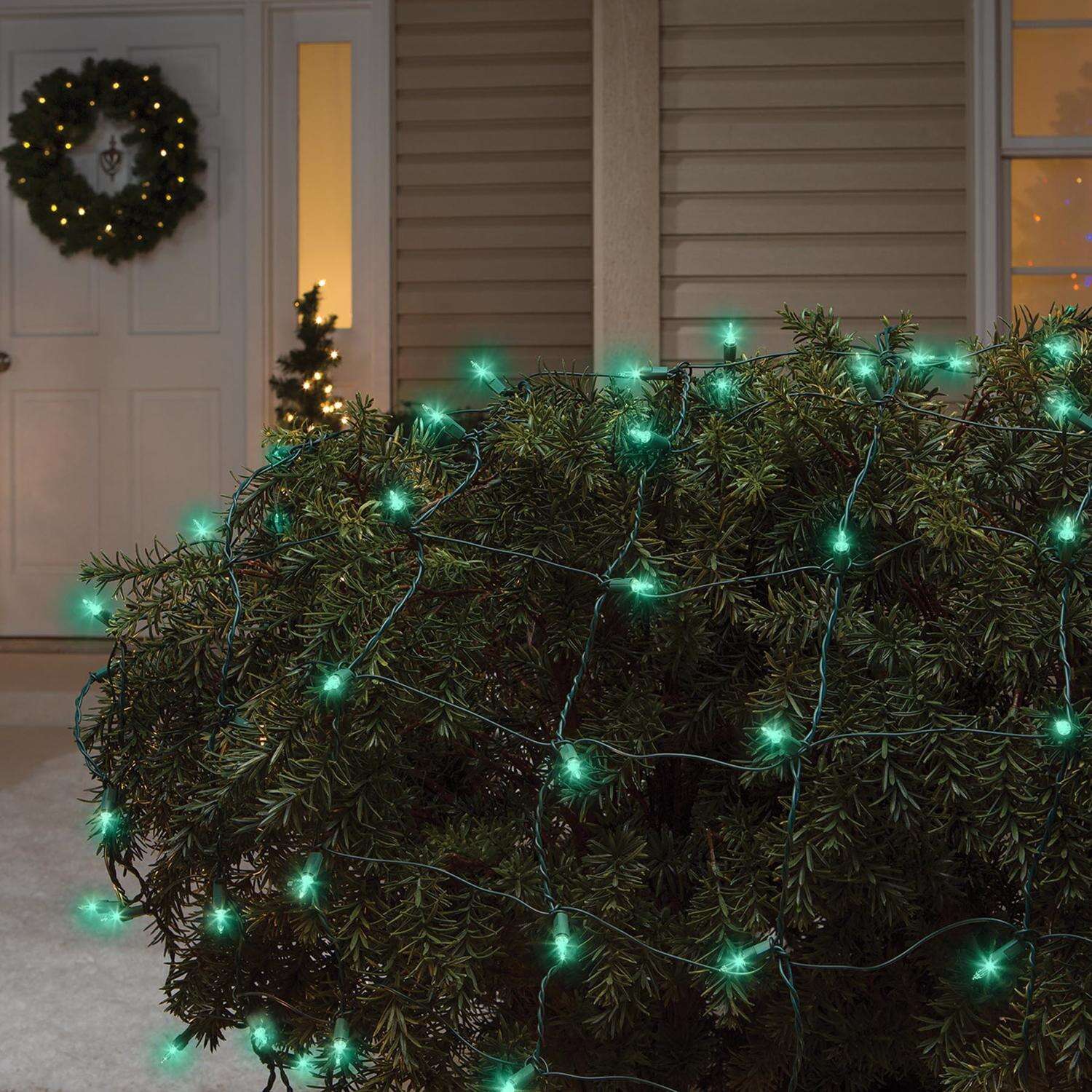 Celebrations Incandescent Mini Green 150 ct Net Christmas Lights 6 ft.