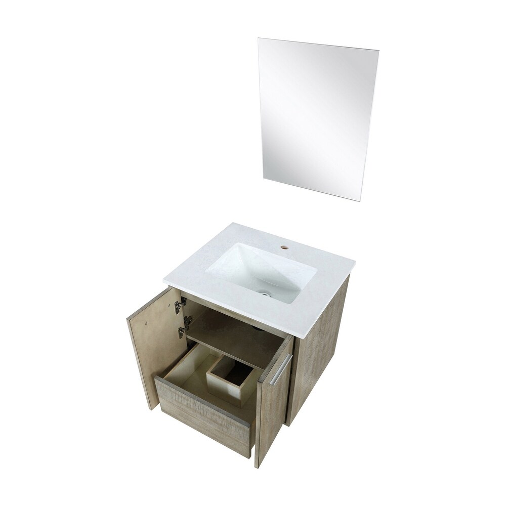 Fairbanks 24 in W x 20 in D Rustic Acacia Bath Vanity  Cultured Marble Top and 18 in Mirror