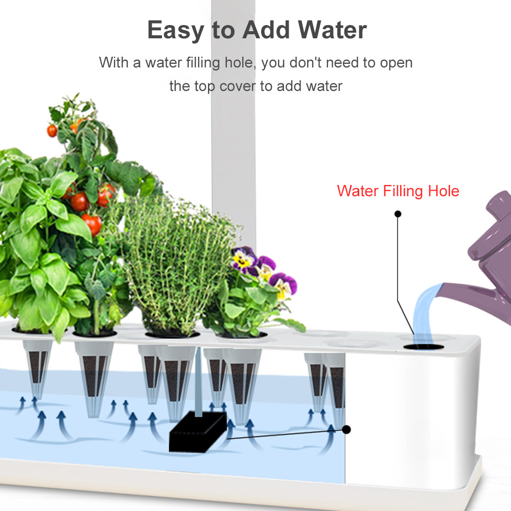 Gecheer Smart Hydroponics Growing System Indoor Herb Garden Kit 9 Pods Automatic Timing with Height Adjustable 15W  Grow  2L  Tank Smart  Pump for Home Office Kitchen