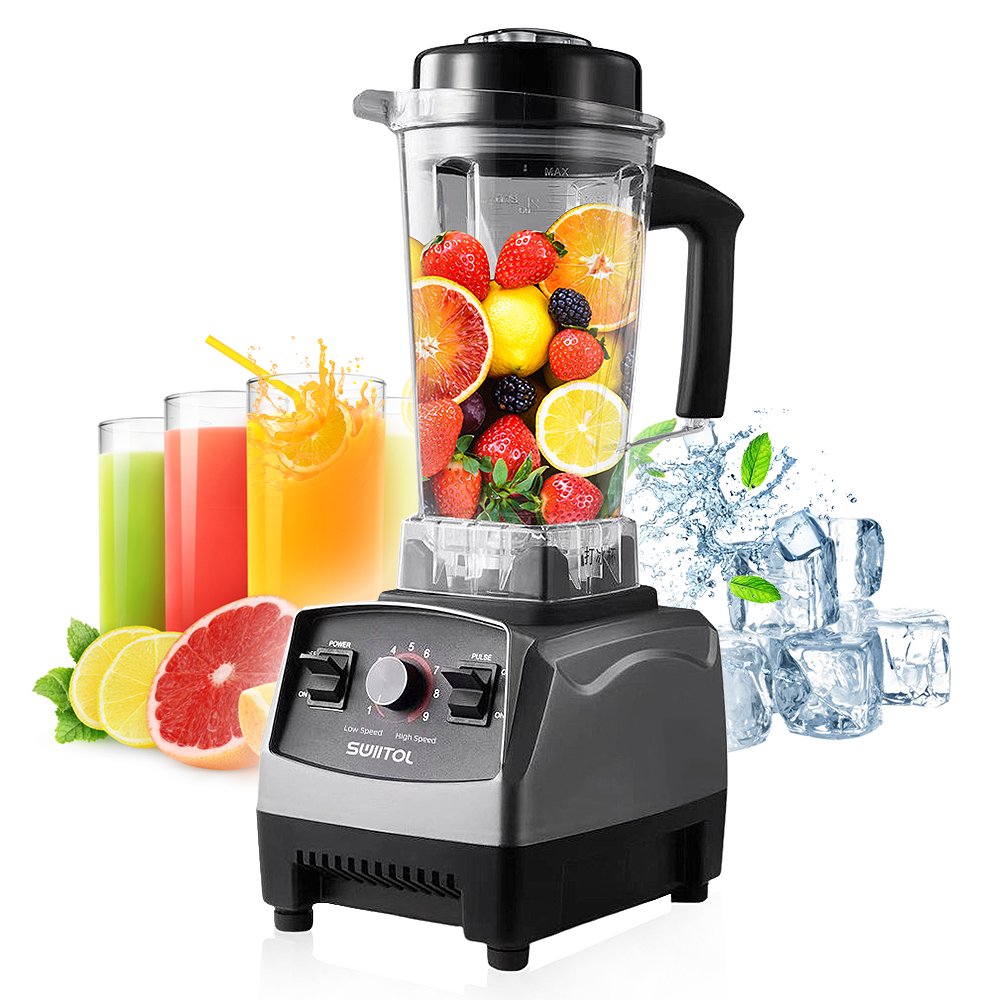 Swiitol Blender Professional 2200 Watts Blender Smoothie Maker 9 Speeds， Gray and Black