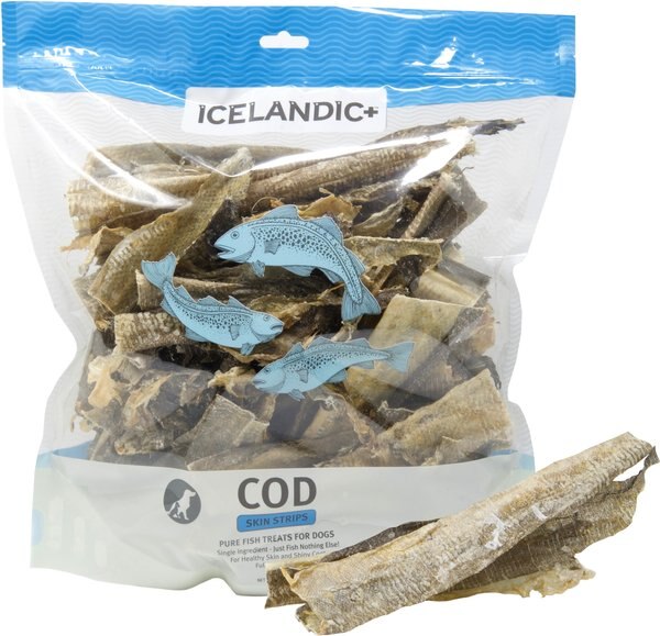 Icelandic+ Cod Skin Strips Dog Treats， 16-oz bag