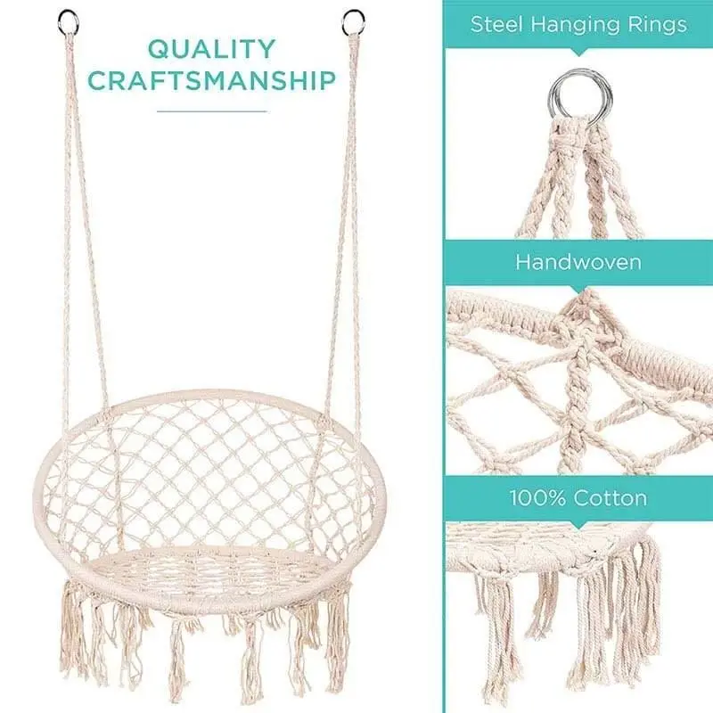 Cotton Rope Hanging Hammock Chair Macrame Swing Chair