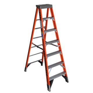 Werner 7 ft. Fiberglass Step Ladder with 375 lb. Load Capacity Type IAA Duty Rating 7407