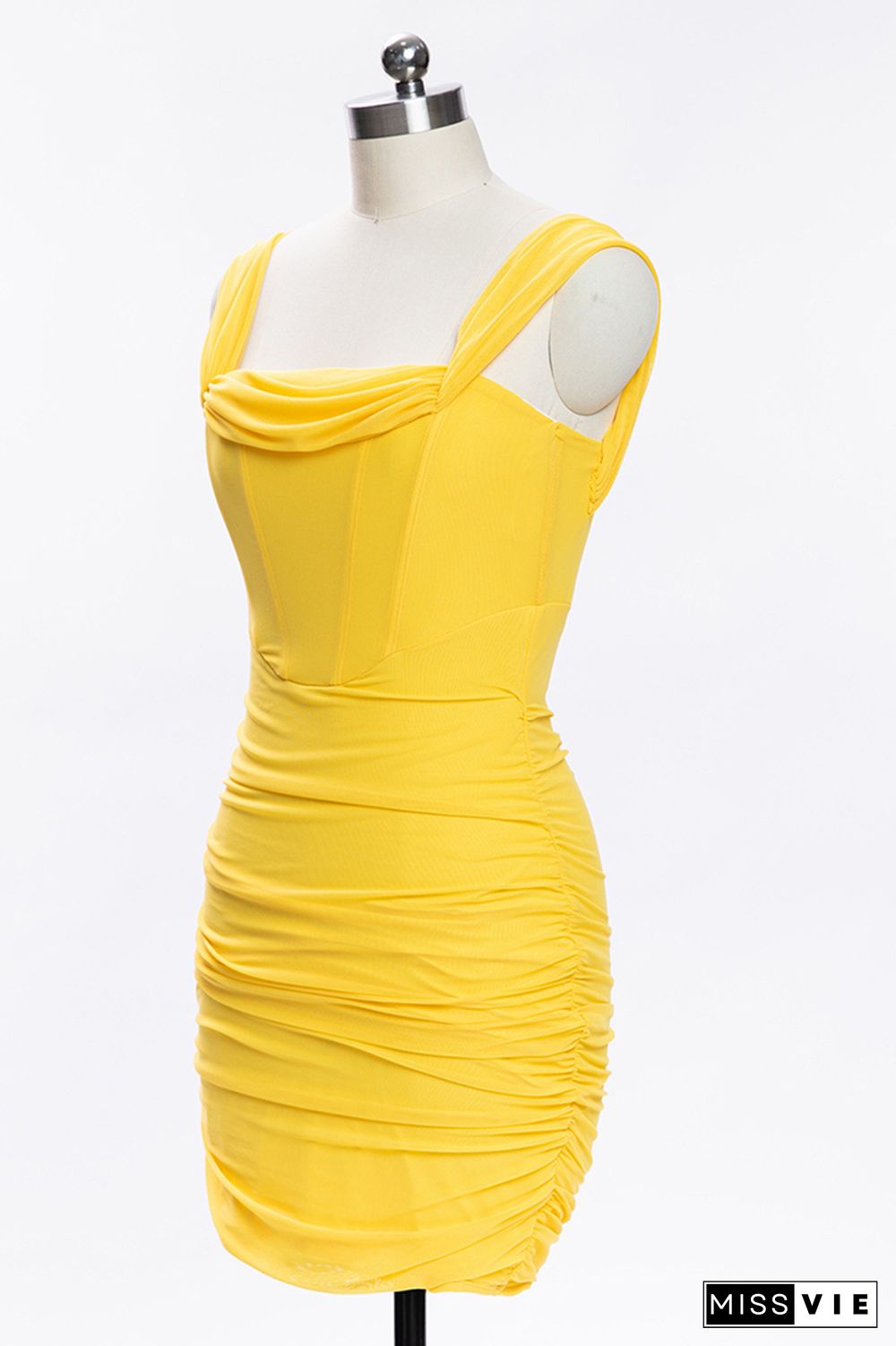 Yellow Off Shoulder Bodycon Sexy Dress Wholesale