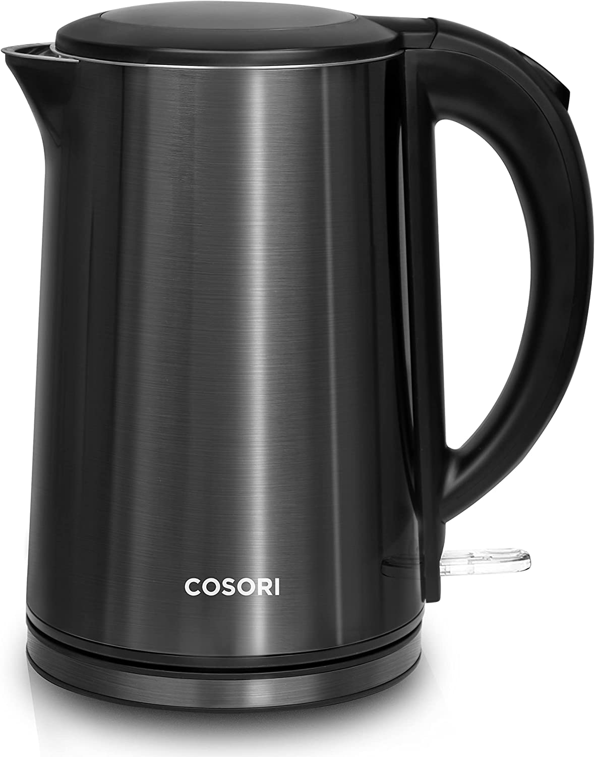 COSORI Electric Kettle Stainless Steel with Double Wall， Wide-Open Lid 1.5L Electric Tea Kettle， Black