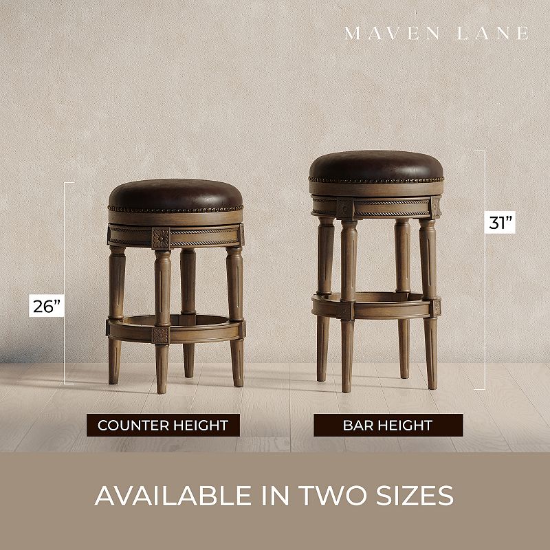 Maven Lane Pullman Backless Counter Stool In Walnut Finish W/ Marksman Saddle Vegan Leather